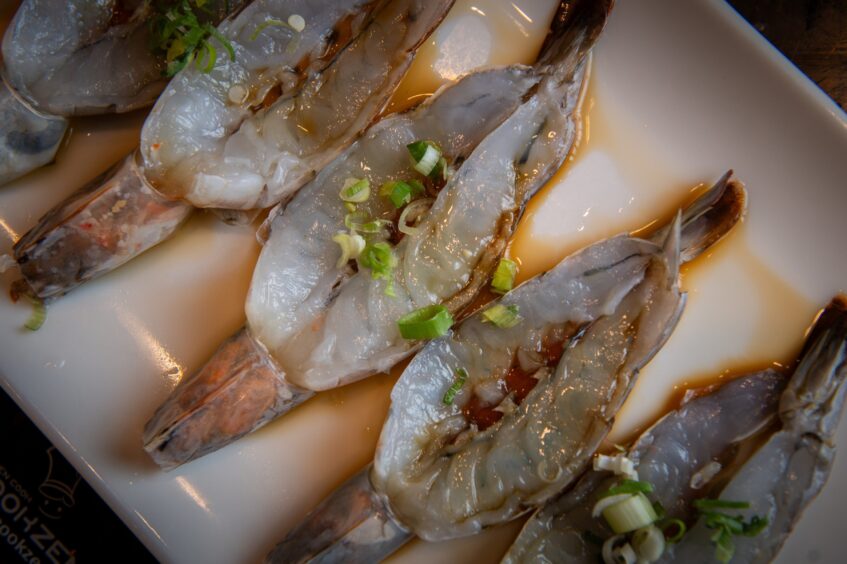 The king prawns came drizzled in a sweet soy sauce.