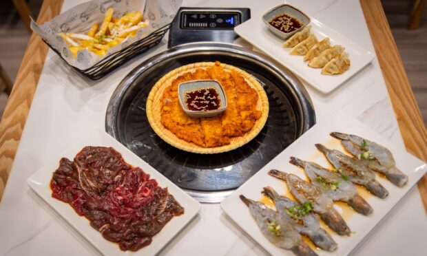 Food at Korean BBQ in Dundee.