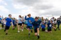 Langlands Primary School pupils launched themselves into the Race for Charlie fundraiser. Image: Kim Cessford/DC Thomson