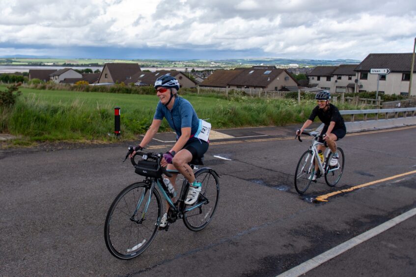 Competitors in the 10th anniversary Montrose triathlon.