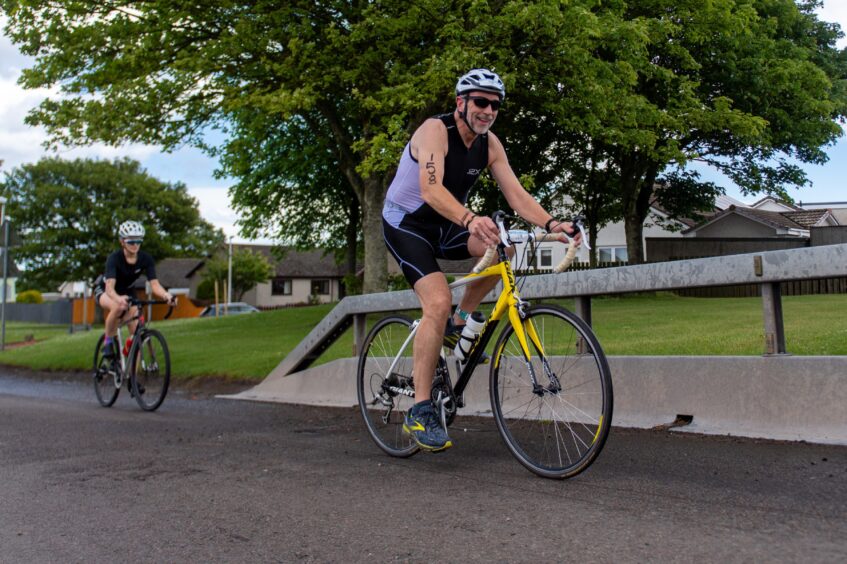 Competitors in the 10th anniversary Montrose triathlon.