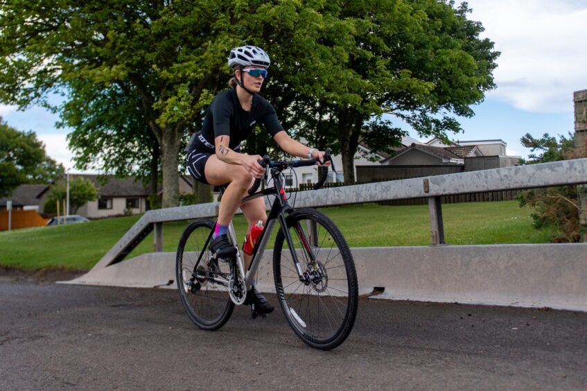 Competitors in the 10th anniversary Montrose triathlon.