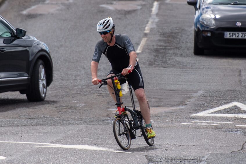 Competitors in the 10th anniversary Montrose triathlon.