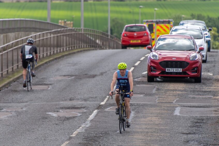 Competitors in the 10th anniversary Montrose triathlon.