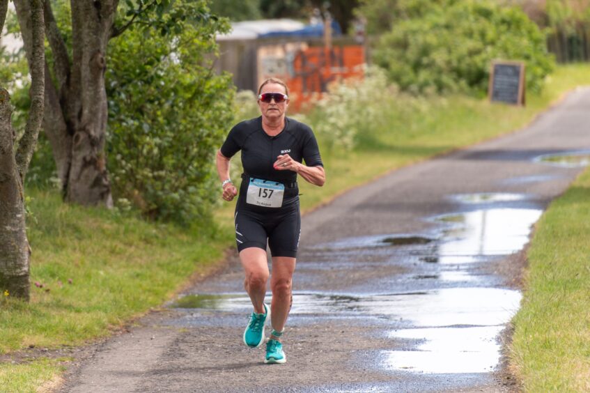 Competitors in the 10th anniversary Montrose triathlon.