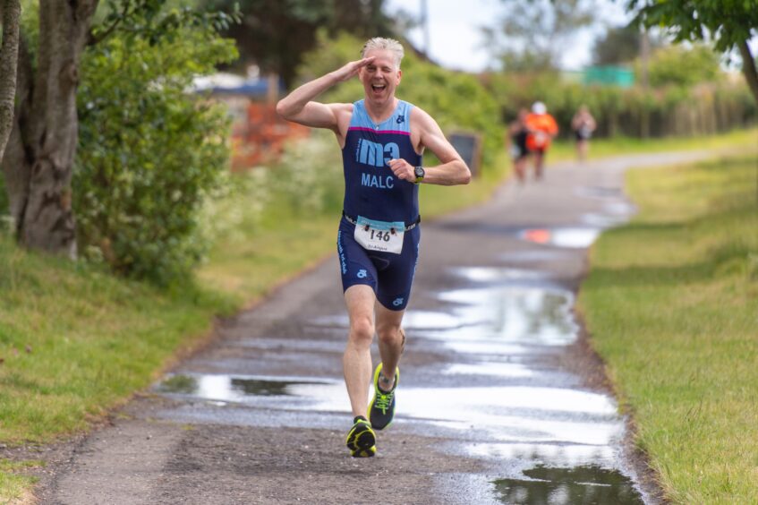 Competitors in the 10th anniversary Montrose triathlon.