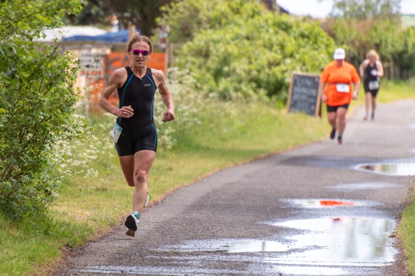 Competitors in the 10th anniversary Montrose triathlon.
