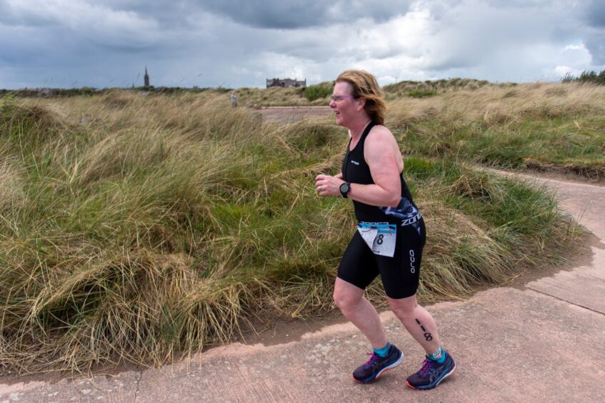 Competitors in the 10th anniversary Montrose triathlon.