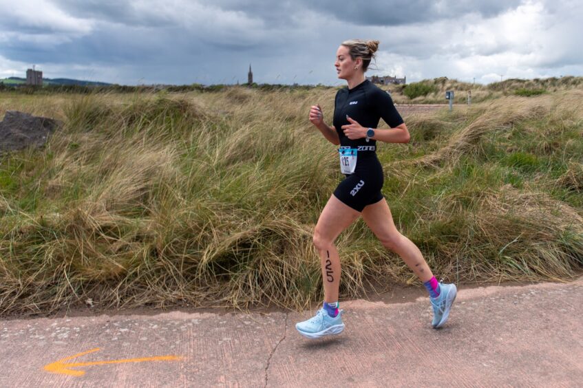 Competitors in the 10th anniversary Montrose triathlon.