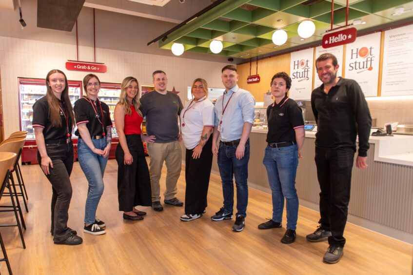 The Broughty Ferry Pret team. (L-R) Rheanna Robertson, Imogen Rixon Gibb, Jamie Leigh, Adam Brown, Ailish Gracie, Stewart Myles, Elliot Ball and Henry Dawes who is the franchisee