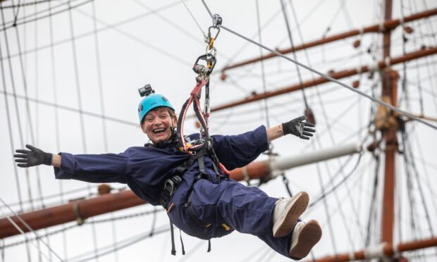 Lorraine climbing the mast. Image: Kenny Smith/DC Thomson