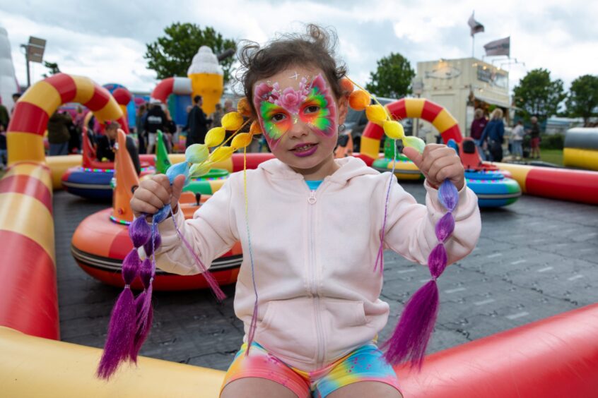 Isla McKearns, aged five, from Carnoustie shows off her colourful hair