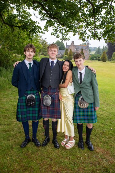 A group of friends at Perth High leavers' prom 2025.
