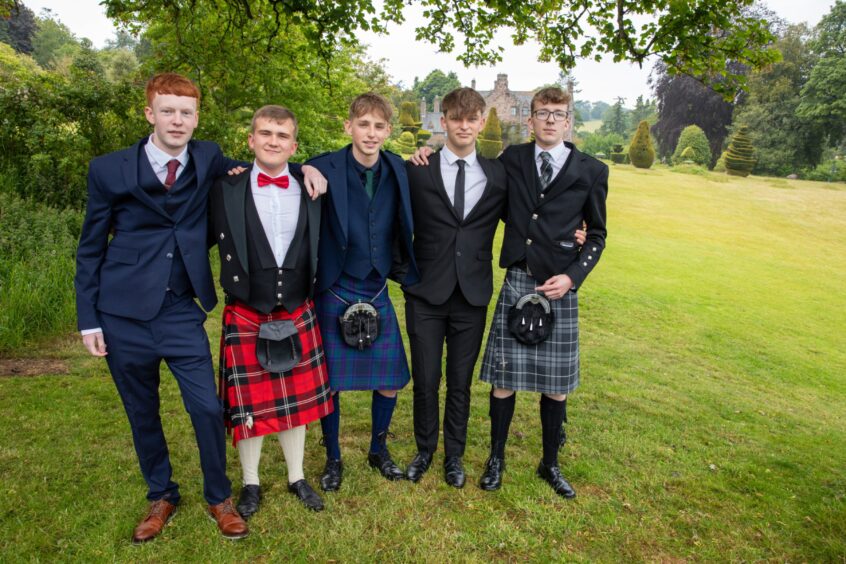 Five boys looking dapper at Fingask Castle