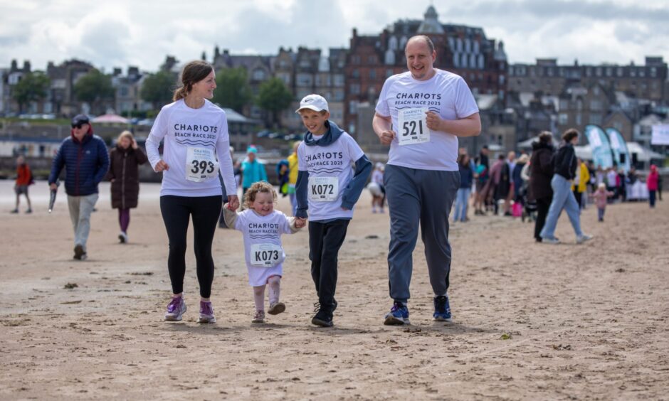 Whole families took part. Picture shows a family on the beach