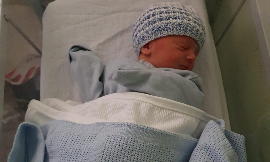 Lewis Connolly. from Glenrothes, in hospital at just two days old.
