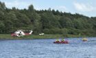 Coastguard helicopter at Lochore Meadows.