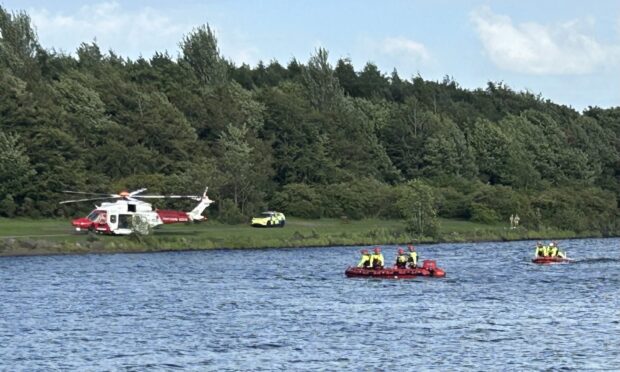 Coastguard helicopter at Lochore Meadows.