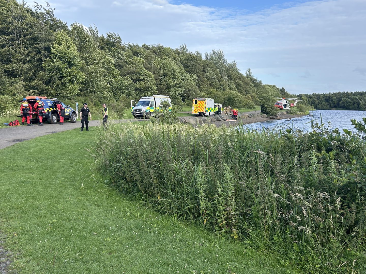 Emergency services at Lochore Meadows Country Park. 