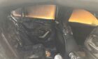 Inside a wrecked vehicle on Longfield Drive, Whitfield, Dundee.