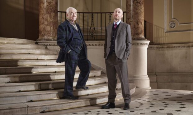 Brian Cox playing Adam Smith and Sandy Grierson, playing Fred Goodwin at Dundee Rep. Image: David Vintiner.