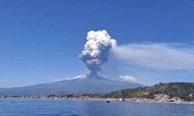 Volcano Mount Etna as it erupted on Monday.
