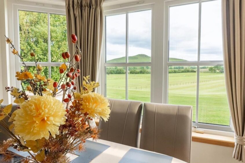 Family dining room boasts views over the Cleish and Ochil Hills.