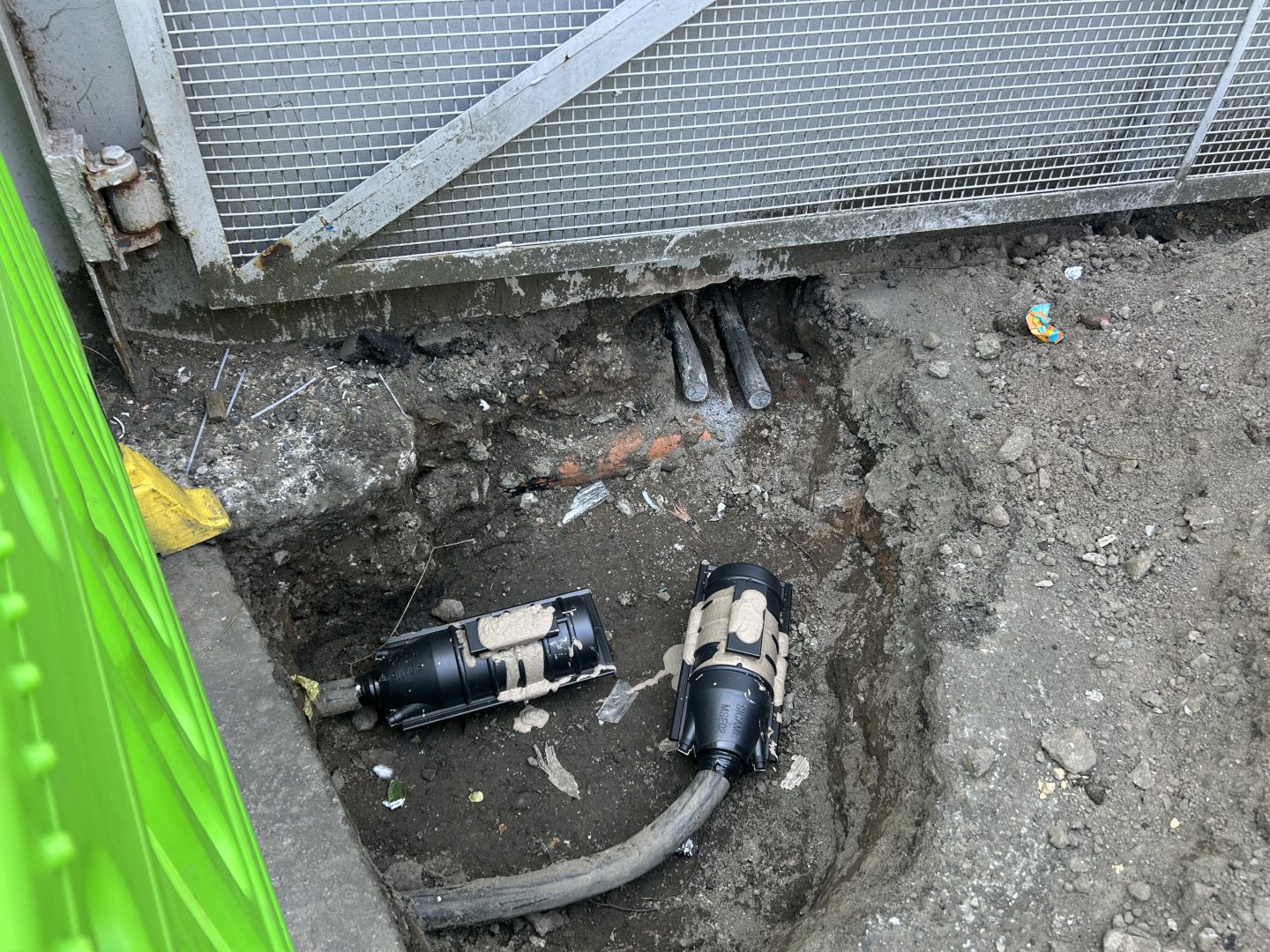 Mains power cables were dug up to provide illegal power to the mill.