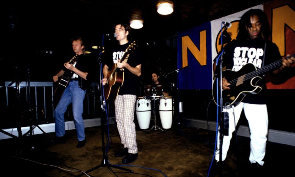 Big Country performing a Stop Nuclear Testing gig in 1995. Image: PA.