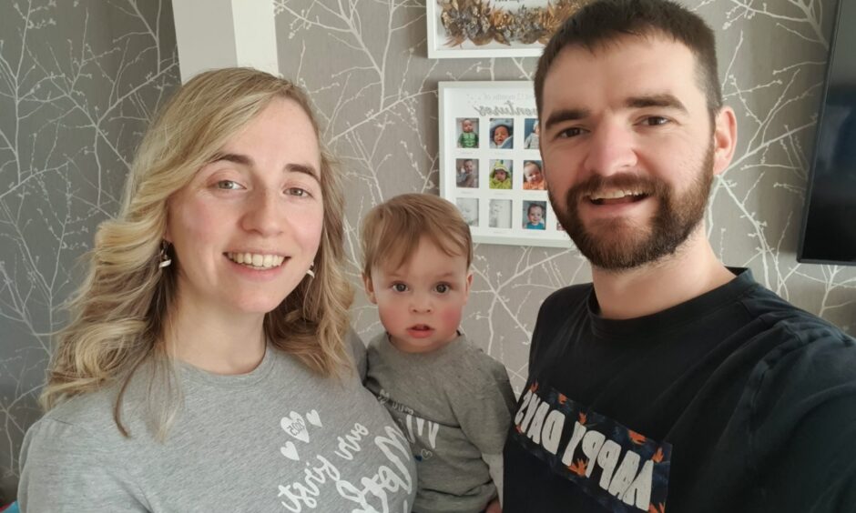 Ryan Claire and Lewis Connolly, from Glenrothes, on Lewis's first birthday. Ryan is campaigning for better paternity rights