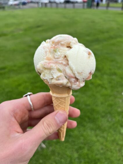 Novelli's Twister ice lolly ice cream served on a cone.
