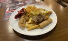 A plate of Chinese food from Booffi World Buffet.