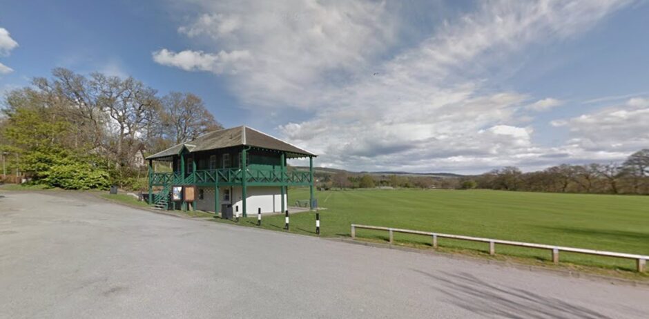 Pitlochry Recreation ground with pavilion in foreground