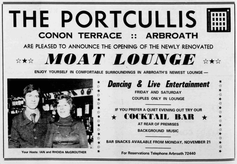 An advert promoting the refurbishment at The Portcullis pub in Arbroath