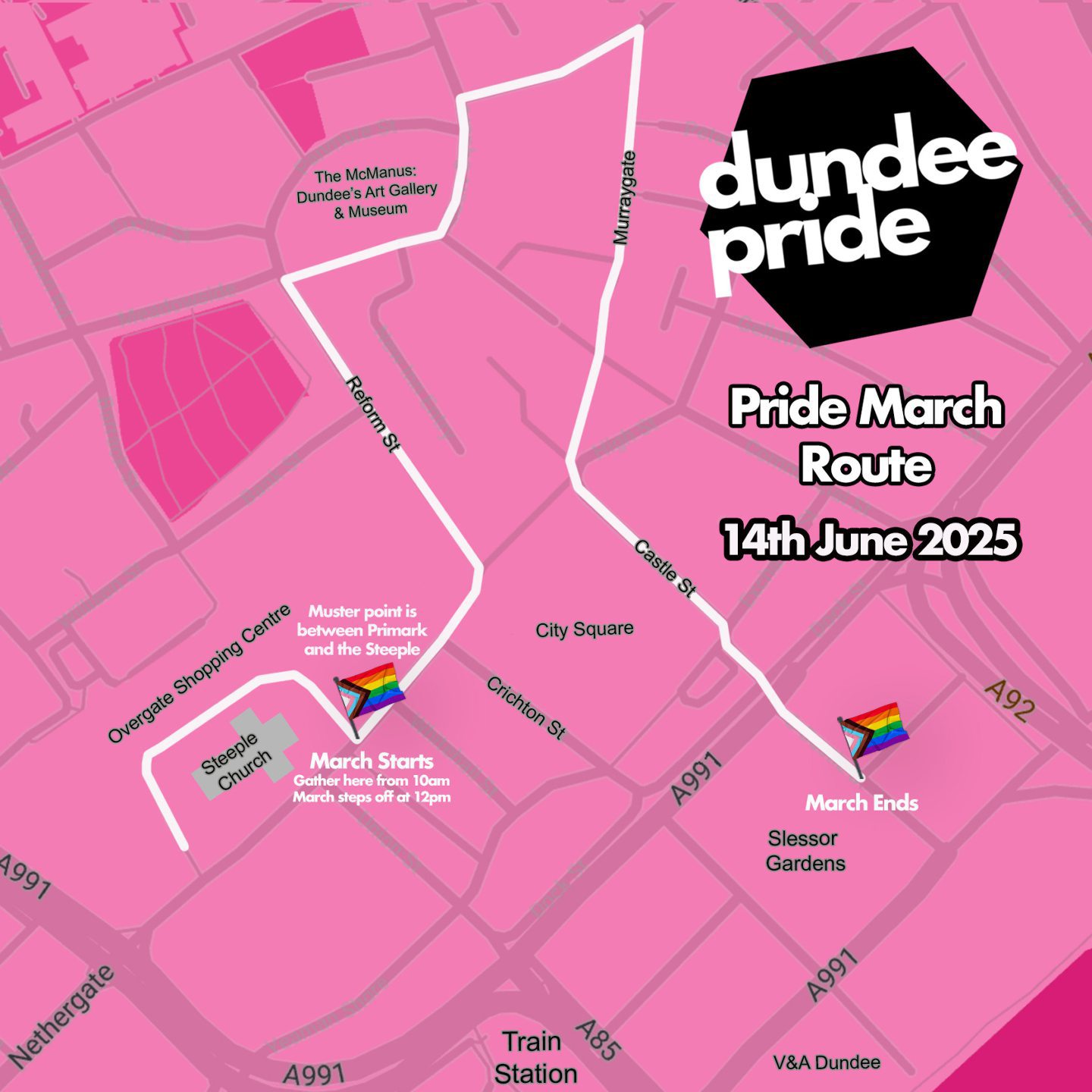 Dundee Pride 2025 parade route.
