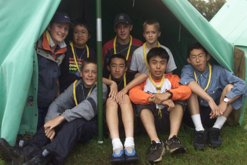 Fife and Japanese Scouts under canvas in July 2002.