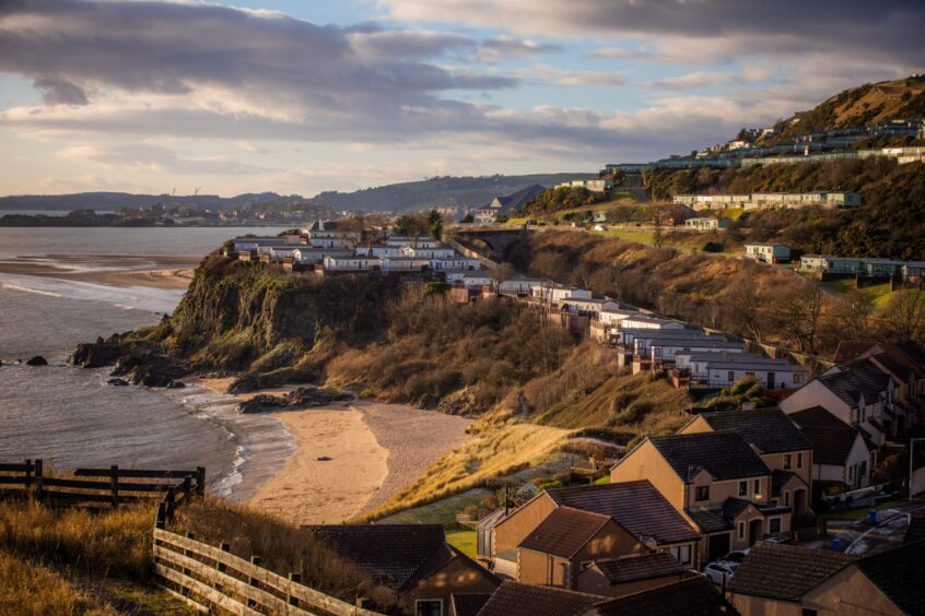 Kinghorn harbour, holiday park and beach