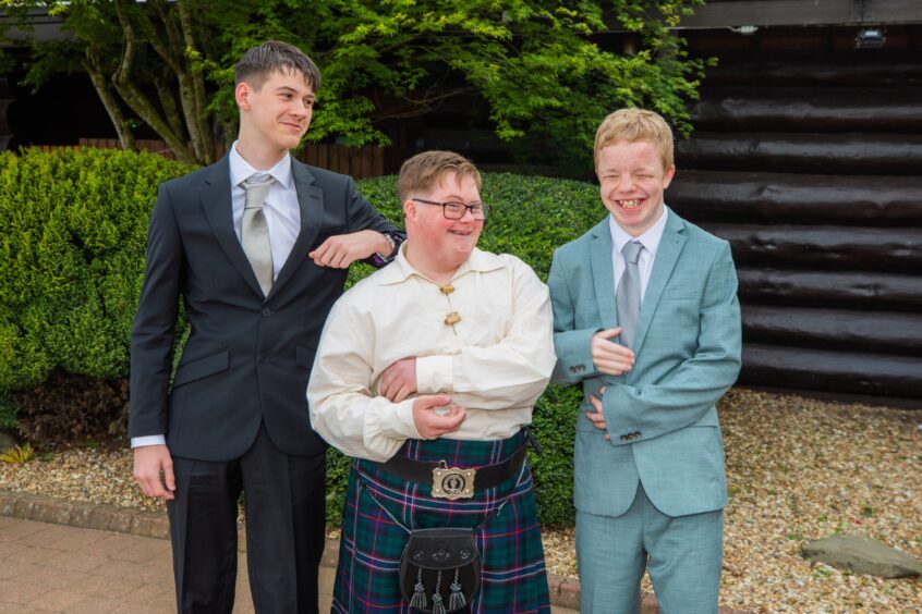 Rhys McLeod, Ben Baxter and George Smith at Bertha High School's 2025 prom