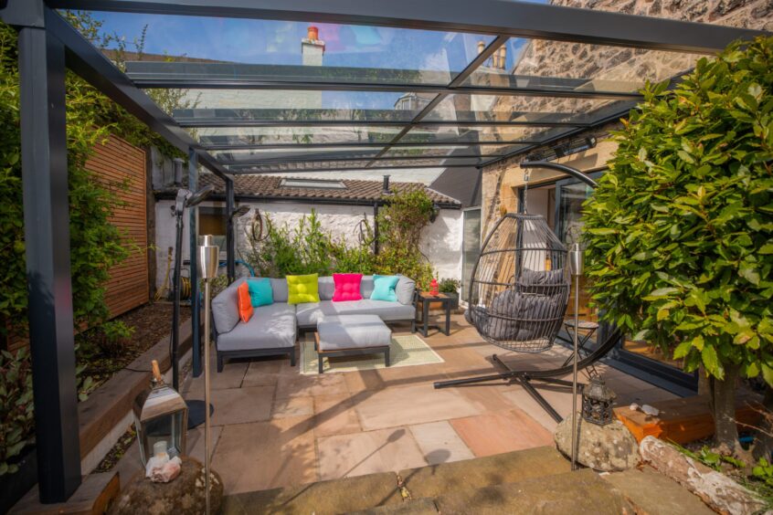 The outdoor seating area