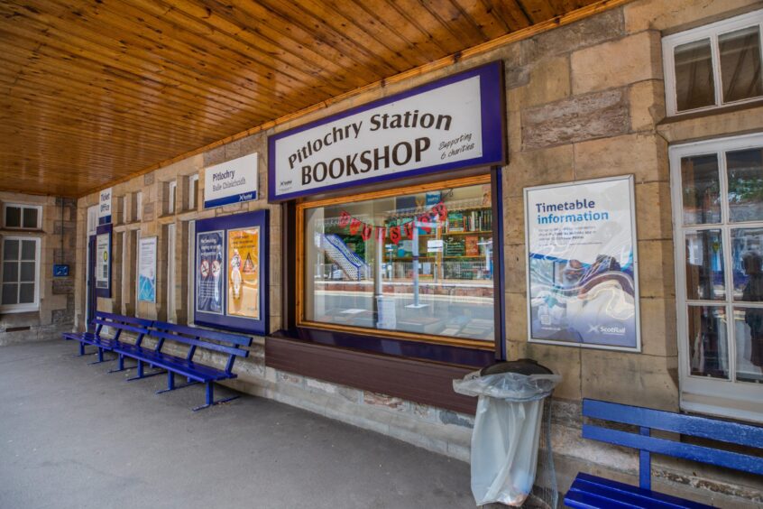Pitlochry Station Bookshop exterior on station platform