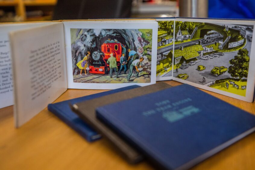 Close up of old Thomas the Tank Engine book