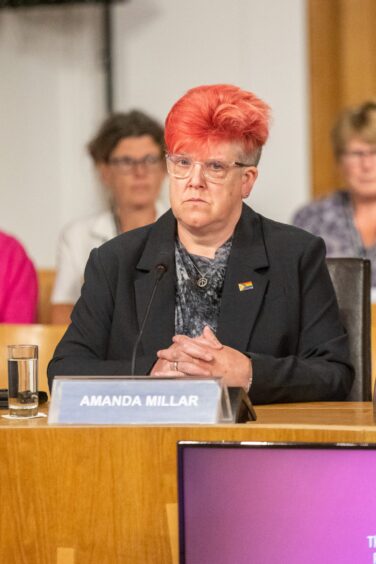 Former Dundee University chair of court Amanda Millar appears before parliament's education committee