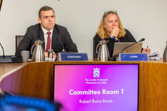 Scottish Parliament education committee hearings on Dundee University crisis - chairman Douglas Ross