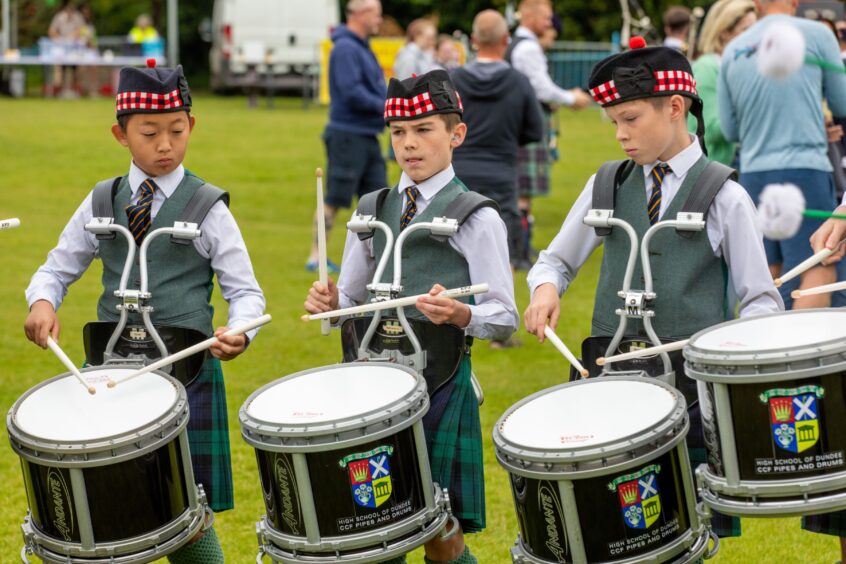 Three High School of Dundee drummers.