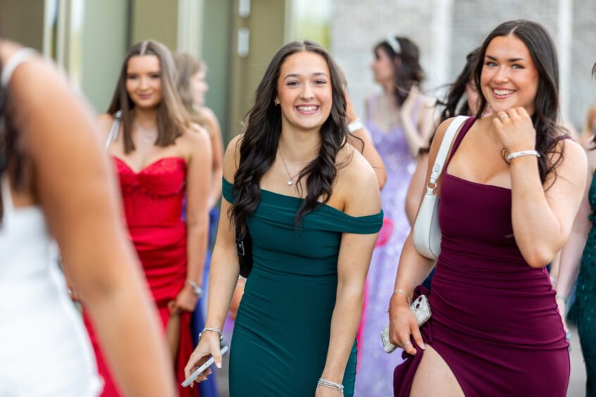 Girls in gowns at Woodmill High senior prom