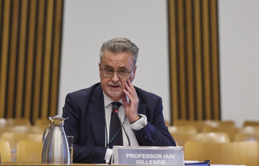 Professor Iain Gillespie during his grilling by MSPs.