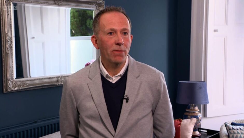 Ross in his Stirling short-term let on TV property show Homes Under the Hammer. 