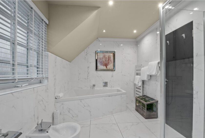 An en suite bathroom. 