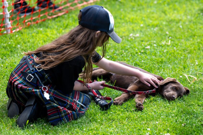 Harriet and her owner Ellen in the ring during the prettiest dog competition.