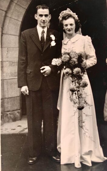 Black and white wedding photo of Walter and Violet Smith